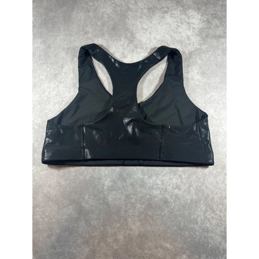 Old Navy Active Powersoft Medium Support Sports Bra Black Foil Metallic XXL